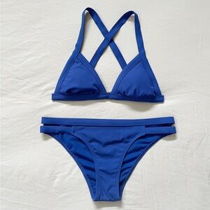 Xhilaration - Ribbed Strappy Cheeky Bikini Bottom | Bright Blue, Size M